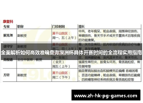 全面解析如何高效准确查询澳洲杯具体开赛时间的全流程实用指南 全面解析如何高效准确查询澳洲杯具体开赛时间的全流程实用指南